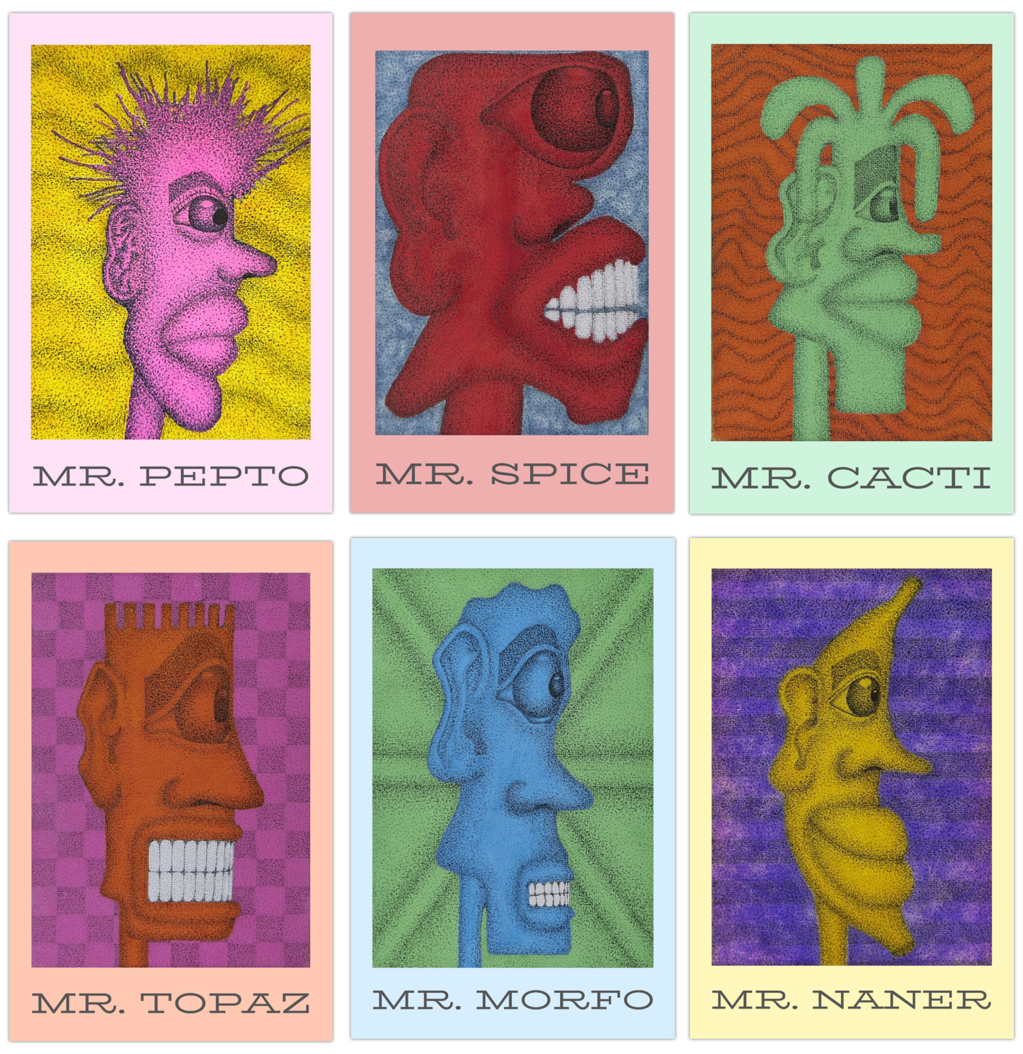 "FACES" signed poster series of 6